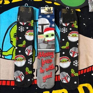 Star Wars Holiday Baby Yoda Socks 3 Sets ( 6 pairs Total )